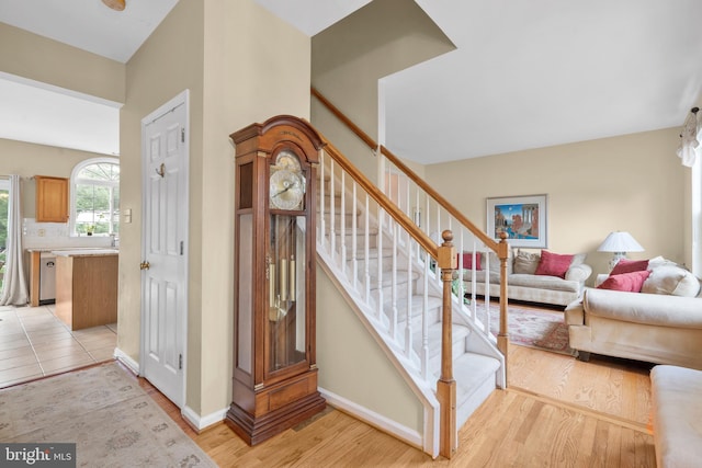 822 Rhinehart Ln, Phoenixville, PA 19460 - stairs with wood finished floors and baseboards
