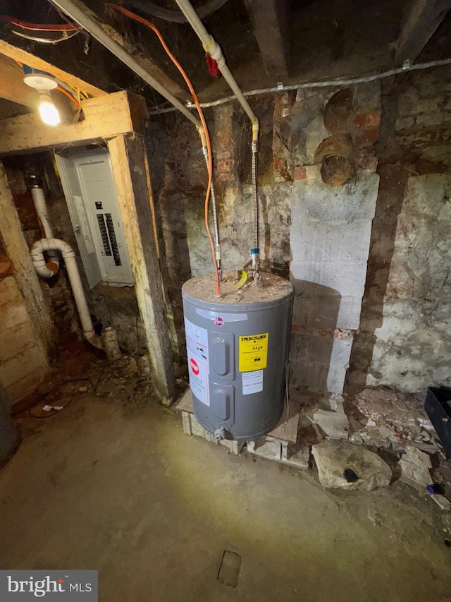 utilities with electric panel and electric water heater