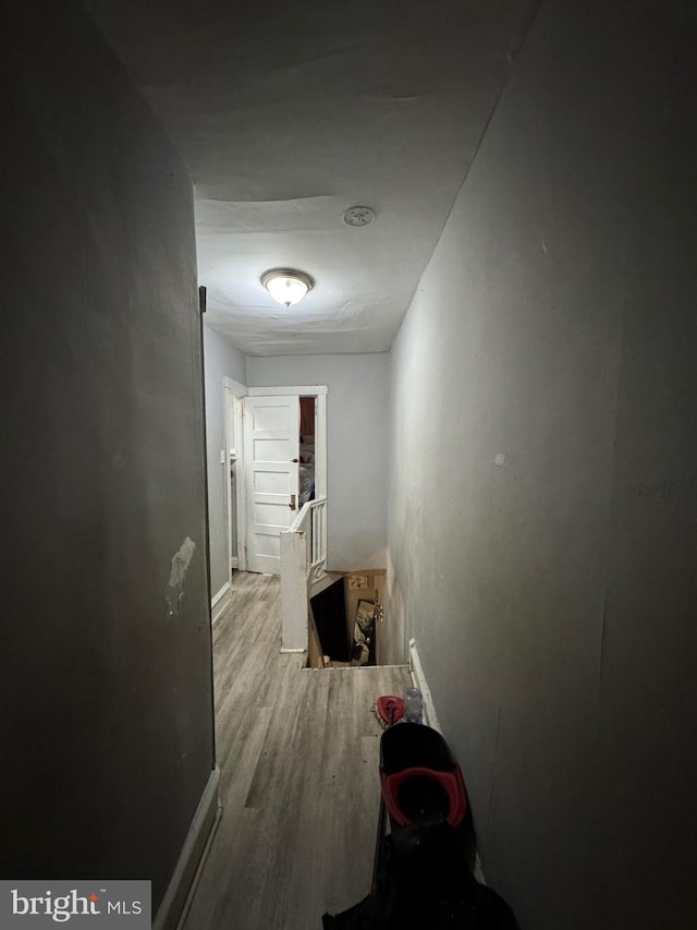 hallway with wood finished floors