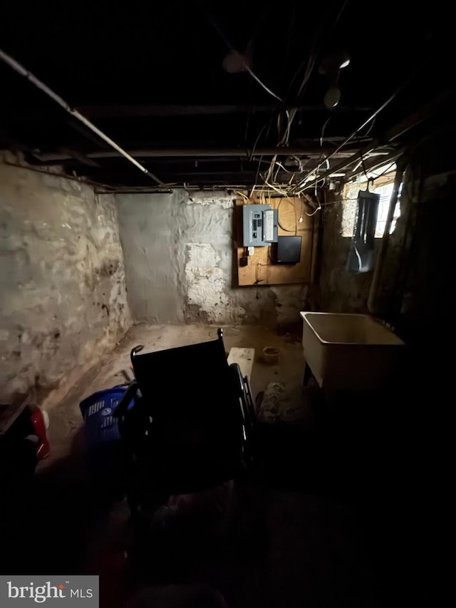 basement with electric panel