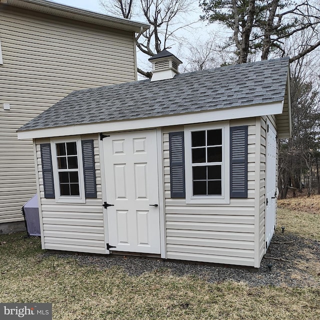 view of shed