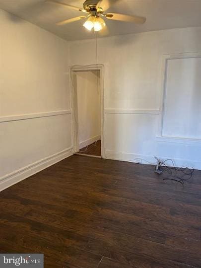 3128 N Darien St, Philadelphia, PA 19133 - empty room featuring ceiling fan and dark wood-style floors
