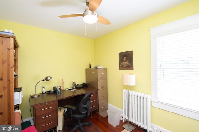 111 Somerset Ave, Cambridge, MD 21613 - office space featuring dark wood-type flooring, radiator, and ceiling fan