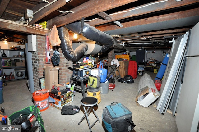 view of unfinished basement