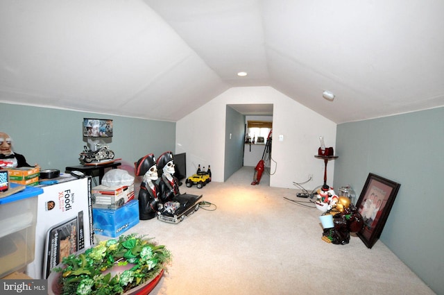 additional living space with carpet floors and lofted ceiling