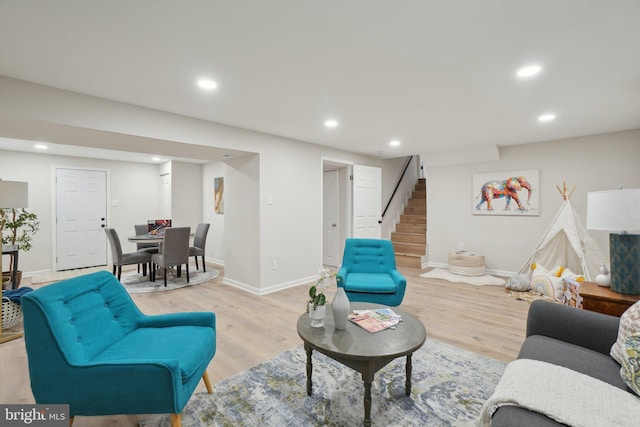 908 Queens Ter, Fort Washington, MD 20744 - living room with baseboards, recessed lighting, and stairs