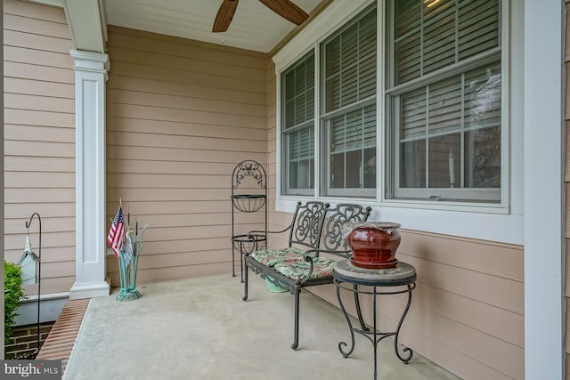 view of patio / terrace featuring a porch and a ceiling fan