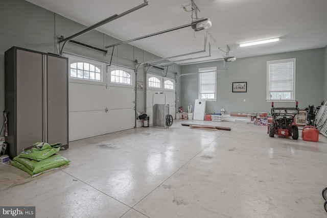 garage with a garage door opener