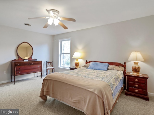 449 Fairview Cir, Woodstock, VA 22664 - bedroom featuring ceiling fan, carpet floors, visible vents, and baseboards
