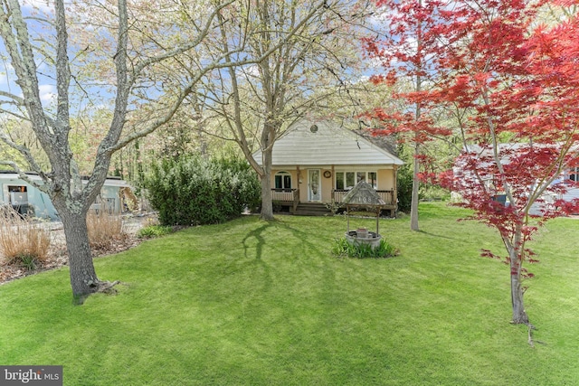 view of yard with a porch
