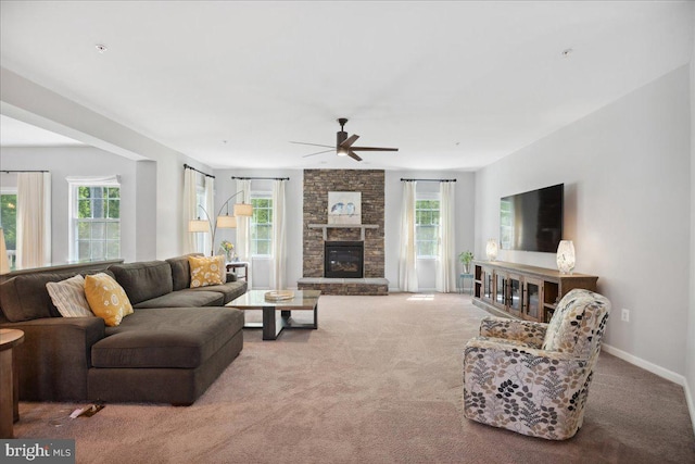 1230 Fairwood Dr, Huntingtown, MD 20639 - living area with plenty of natural light, carpet, and a ceiling fan