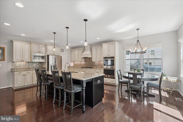 1230 Fairwood Dr, Huntingtown, MD 20639 - kitchen featuring a sink, appliances with stainless steel finishes, dark wood-style floors, and tasteful backsplash