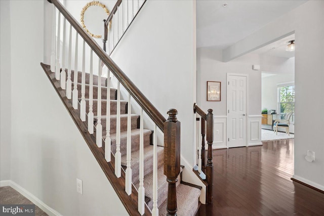 1230 Fairwood Dr, Huntingtown, MD 20639 - stairs featuring baseboards and wood finished floors