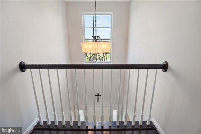 1230 Fairwood Dr, Huntingtown, MD 20639 - staircase with an inviting chandelier and baseboards