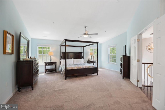 1230 Fairwood Dr, Huntingtown, MD 20639 - bedroom featuring light colored carpet, a ceiling fan, and baseboards