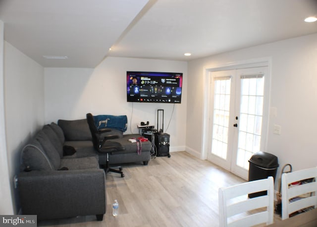 17 Rozina Ct, Owings Mills, MD 21117 - living area featuring french doors, wood finished floors, baseboards, and recessed lighting