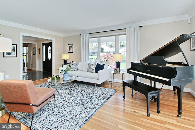 6704 Emporia Ct, Springfield, VA 22152 - living area featuring wood finished floors and crown molding