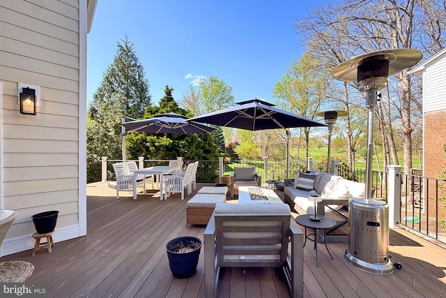 6704 Emporia Ct, Springfield, VA 22152 - wooden terrace with an outdoor living space with a fire pit and outdoor dining area