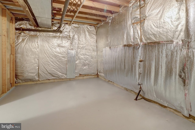 view of unfinished basement
