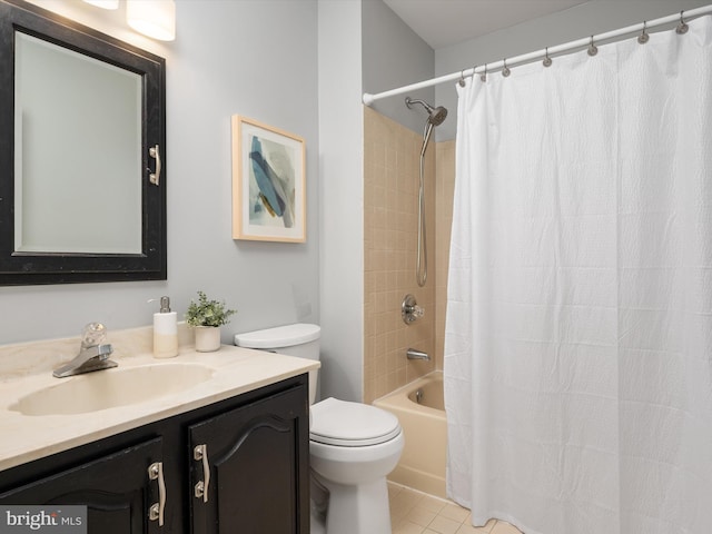 1161 Bacon Ridge Rd, Crownsville, MD 21032 - bathroom with vanity, toilet, shower / bath combo with shower curtain, and tile patterned flooring