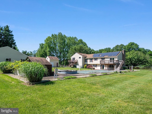 1161 Bacon Ridge Rd, Crownsville, MD 21032 - view of yard featuring stairway, a deck, a patio, and a pool