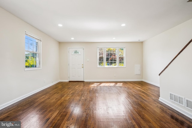 2305 Houston St, Suitland, MD 20746 - unfurnished living room with healthy amount of natural light, wood-type flooring, and recessed lighting