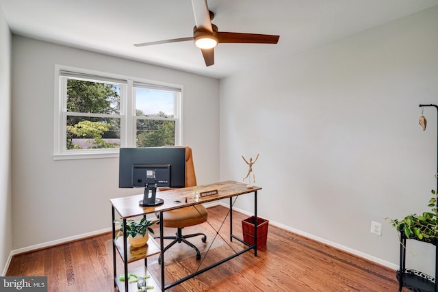 4705 Exeter St, Annandale, VA 22003 - office space with a ceiling fan, baseboards, and wood finished floors