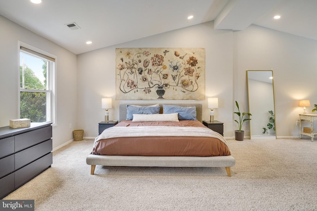 4705 Exeter St, Annandale, VA 22003 - carpeted bedroom with vaulted ceiling, recessed lighting, and baseboards