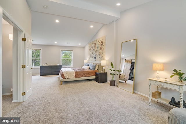 4705 Exeter St, Annandale, VA 22003 - bedroom featuring carpet, lofted ceiling, baseboards, and recessed lighting