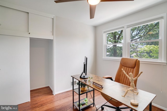 4705 Exeter St, Annandale, VA 22003 - office featuring a ceiling fan, light wood-style flooring, and baseboards