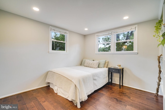 4705 Exeter St, Annandale, VA 22003 - bedroom featuring dark wood-style flooring, recessed lighting, and baseboards