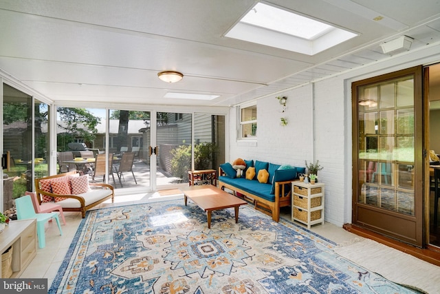 4705 Exeter St, Annandale, VA 22003 - sunroom / solarium featuring an outdoor living space, a skylight, and brick wall