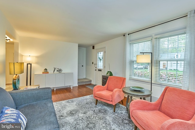 living area with wood finished floors