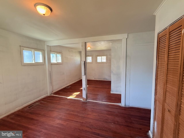 basement with wood finished floors