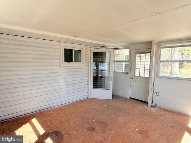 view of unfurnished sunroom