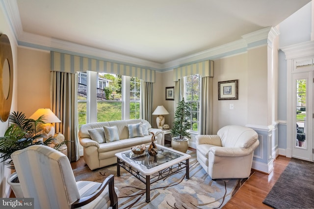 3716 Taft Ave, Alexandria, VA 22304 - living area featuring wood finished floors and ornamental molding