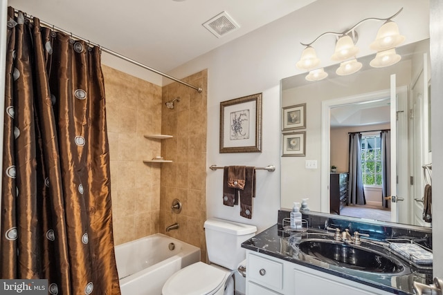 3716 Taft Ave, Alexandria, VA 22304 - full bathroom with toilet, visible vents, vanity, and shower / tub combo with curtain