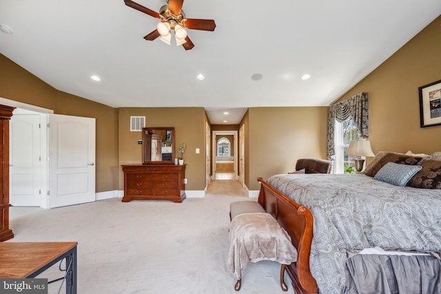3716 Taft Ave, Alexandria, VA 22304 - bedroom featuring vaulted ceiling, light colored carpet, baseboards, visible vents, and recessed lighting
