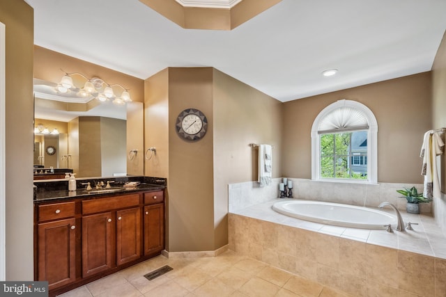3716 Taft Ave, Alexandria, VA 22304 - bathroom with a bath, vanity, baseboards, tile patterned flooring, and visible vents