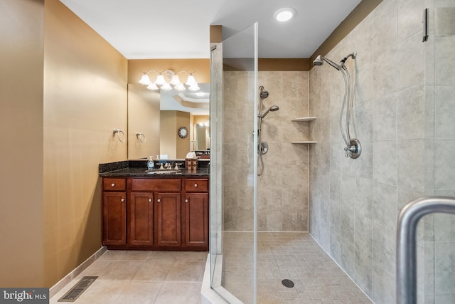 3716 Taft Ave, Alexandria, VA 22304 - full bathroom featuring a shower stall, tile patterned floors, visible vents, vanity, and baseboards