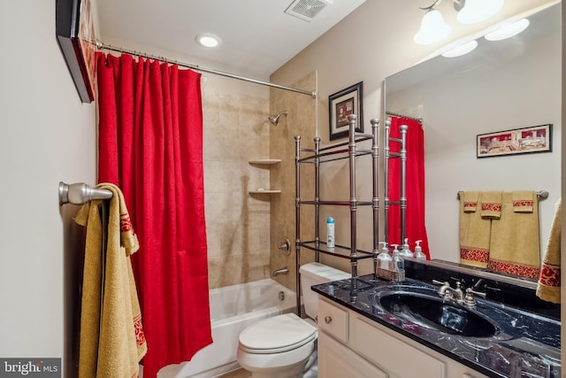 3716 Taft Ave, Alexandria, VA 22304 - full bath featuring visible vents, toilet, vanity, and shower / bath combo with shower curtain