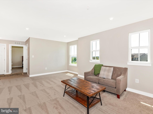 551 Timbermill Ct, Emmitsburg, MD 21727 - living area with baseboards, light carpet, visible vents, and recessed lighting