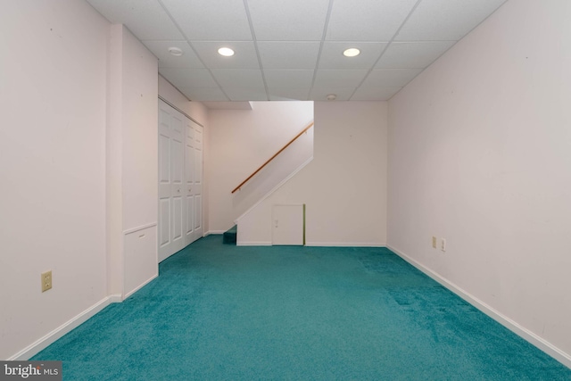 3713 Parkhurst Way, Baltimore, MD 21236 - basement featuring recessed lighting, carpet flooring, baseboards, and a paneled ceiling