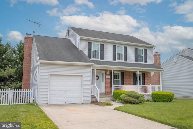 3713 Parkhurst Way, Baltimore, MD 21236 - traditional-style home featuring a garage, covered porch, a chimney, and concrete driveway