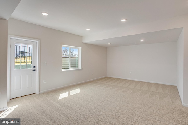 224 Camwood Ct, Fredericksburg, VA 22405 - foyer with recessed lighting, light carpet, and a healthy amount of sunlight