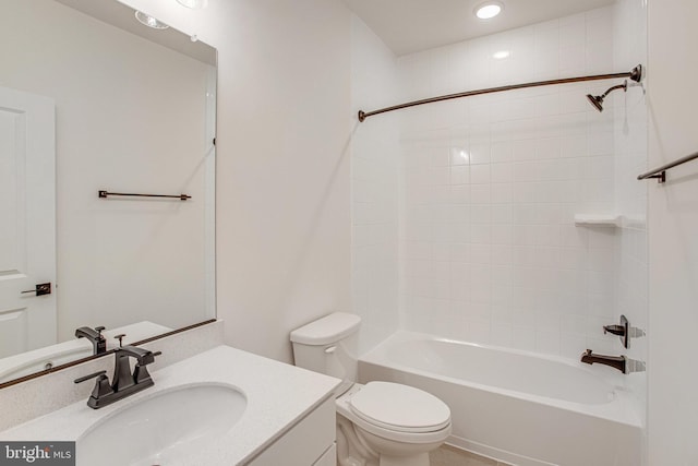 224 Camwood Ct, Fredericksburg, VA 22405 - bathroom with toilet, vanity, tub / shower combination, and recessed lighting