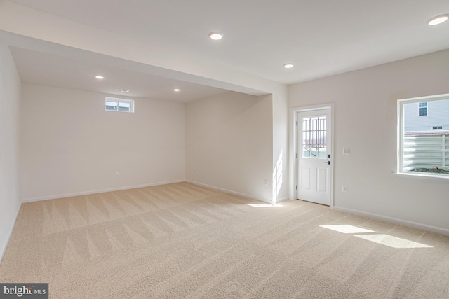 224 Camwood Ct, Fredericksburg, VA 22405 - interior space with baseboards, recessed lighting, and light colored carpet