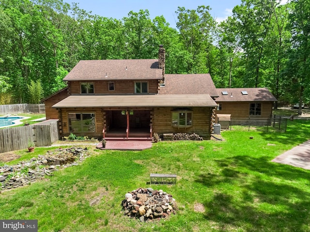 74 Madison Rd, Elmer, NJ 08318 - rear view of property with a chimney and log exterior