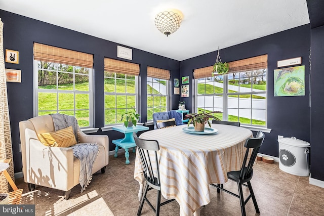 dining area featuring tile patterned floors and baseboards
