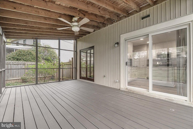 8794 Inspiration Ct, Walkersville, MD 21793 - unfurnished sunroom featuring ceiling fan and visible vents